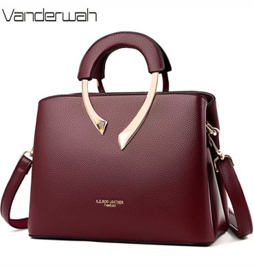 GENUINE VANDERWAH High Quality Leather Casual Tote Luxury Handbags Women Bags Designer Shoulder Crossbody Bags for Women 2024