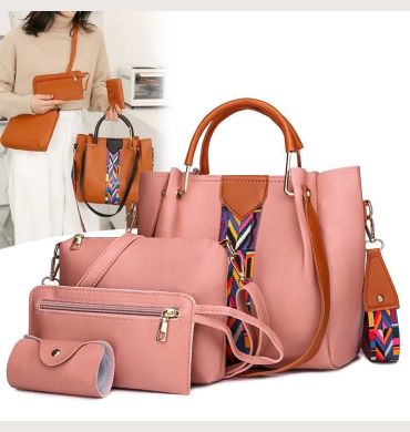 Women's Bag Luxury Handbag Large Capacity Tote 4 Pcs Ladies Bag Fashion Shoulder Bag Wallet Card Bag