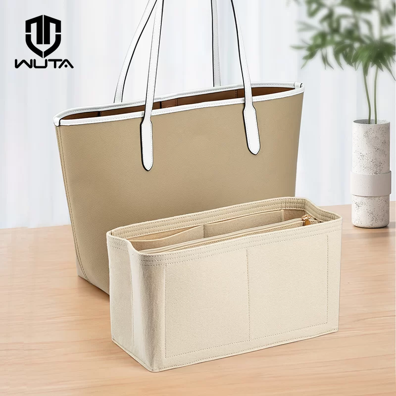 WUTA Inner Bag For Coach Felt Insert Bag Makeup Handbag Organizer Travel Purse Portable Zipper Cosmetic Bags Storage Tote_1