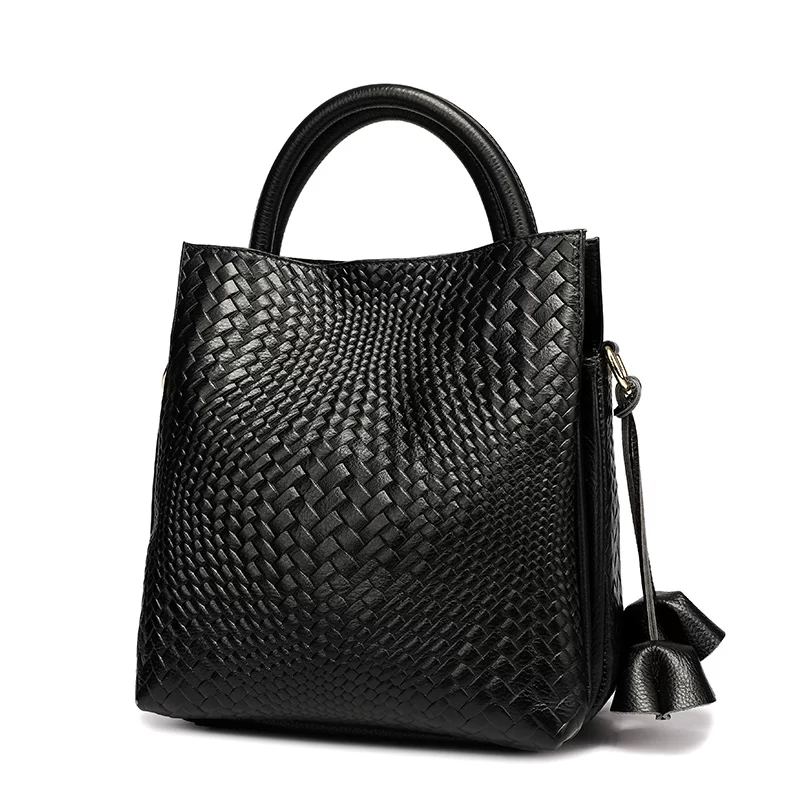 Aidrani  New women's handbag, large capacity woven texture bucket bag, multiple colors_3