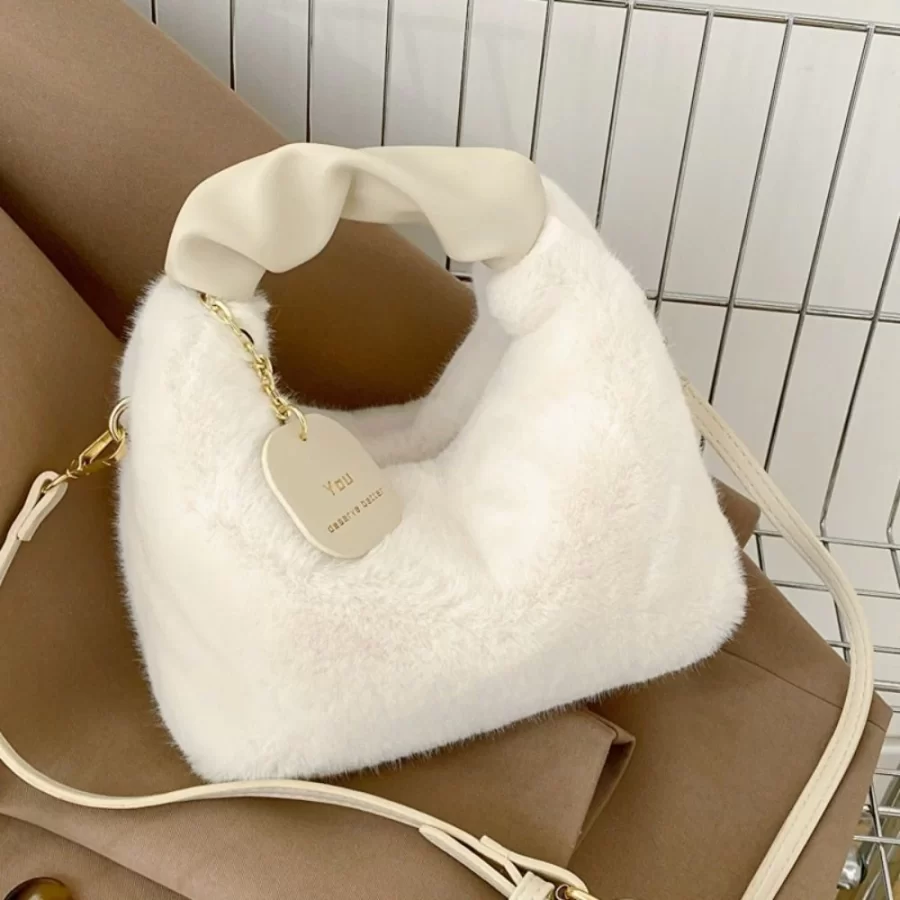 New Winter Plush Bag Long Fur Handbag Women's Crossbody Bag Fashion Trend Shoulder Bag Purses and Handbags_4