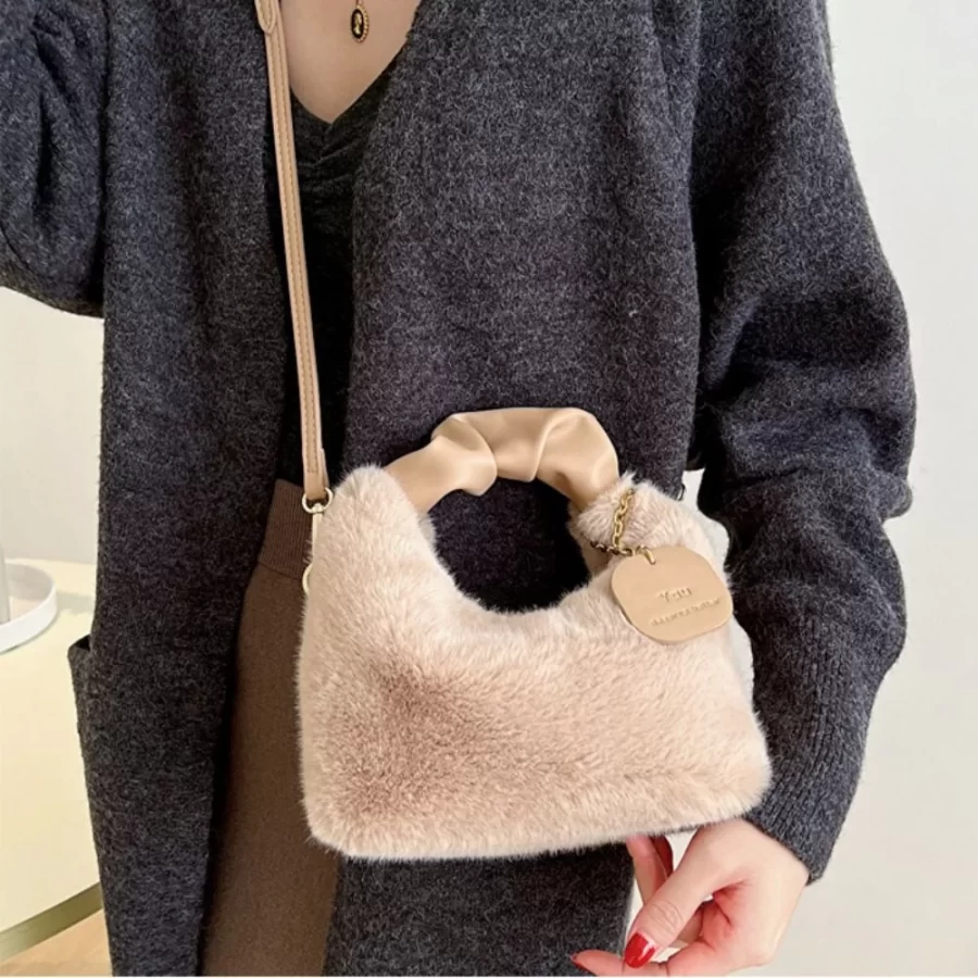 New Winter Plush Bag Long Fur Handbag Women's Crossbody Bag Fashion Trend Shoulder Bag Purses and Handbags_3