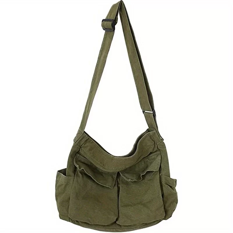 Women's School Messenger Bags For Women Shoulder Ladies Designer Handbag Solid Large Capacity Casual Canvas Shoulder Female Bags_7