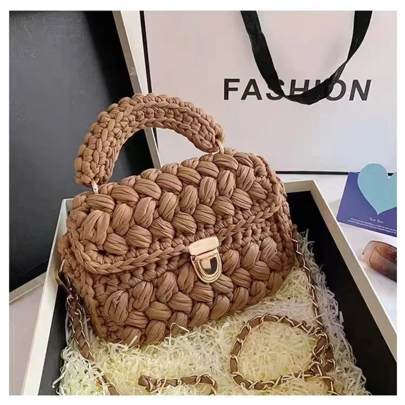 DIY Knitted Handbag Wallet Fashion Rope Woven Ladies Handbag Designer Casual Chain Shoulder Messenger Bag_5