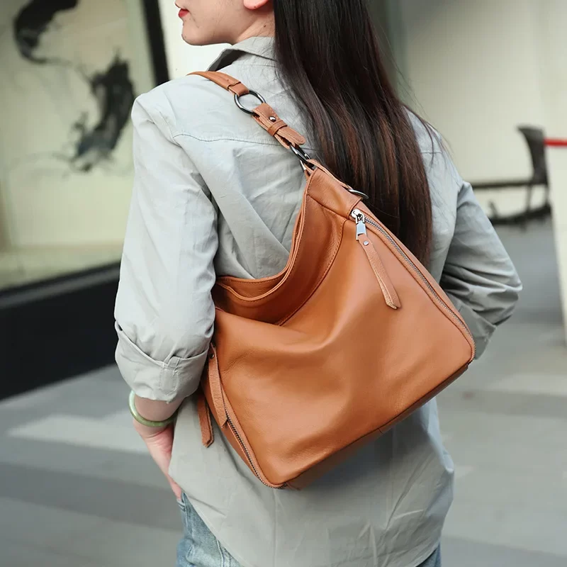 High Quality Women's Real Cow Leather Luxury Handbag, Versatile Ladies' Large Capacity Shoulder Crossbody High-end Commuting Bag_1