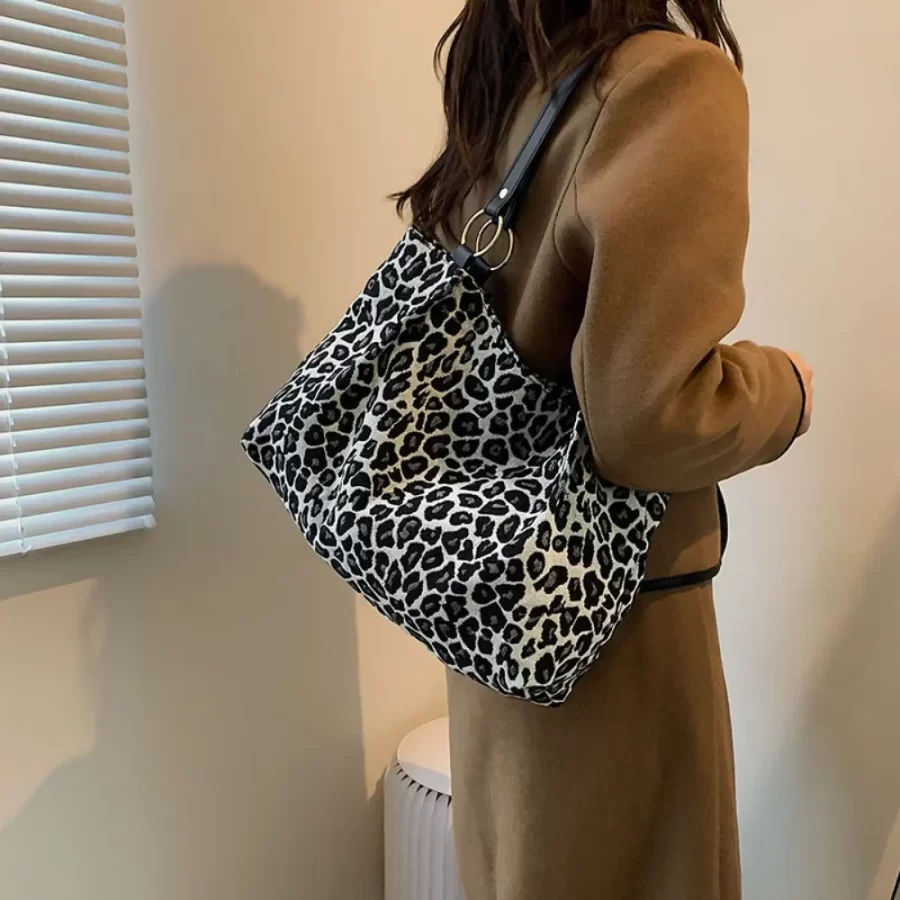 New Fashion Tote Bags Shopping and Travel  Canvas Bags New Women Popular Handbags Large Capacity Leopard Shoulder Bags Сумка_2