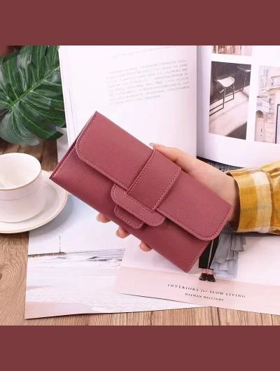 2024 PU Leather Women Wallets Luxury Long Hasp Fold-over Pattern Coin Purses Female Brand Solid Colors New Thin Clutch Phone Bag