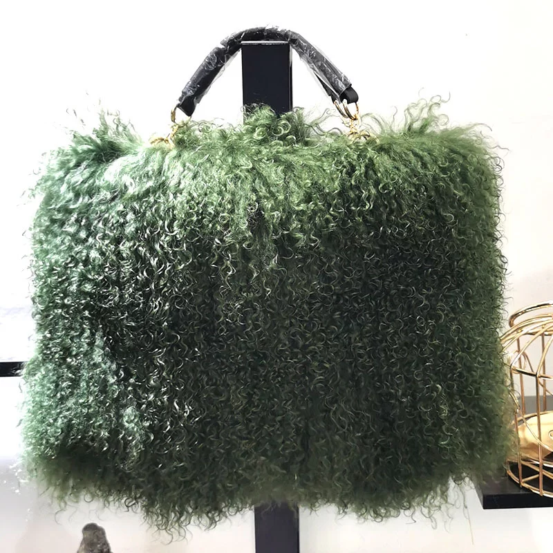 Luxury Real Fur Pearl Chain Shoulder Bag for Women Designer Purses and Handbags Women's Party Clutch Crossbody Bag High Quality_2