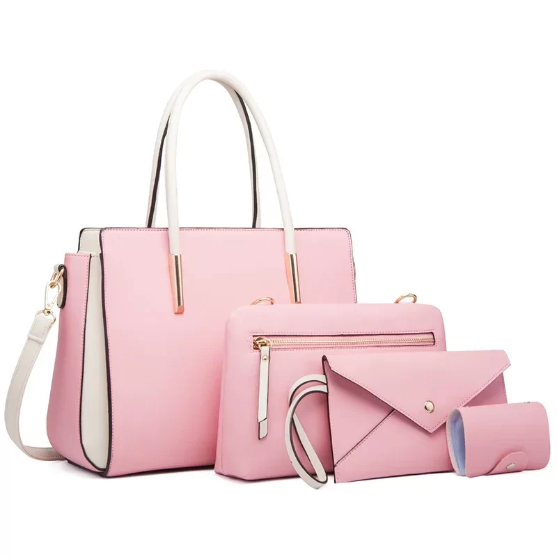 TRAVEASY 2024 Designer Bags Luxury 4 Pcs Set Women's Shoulder Bag Candy Color Hard PU Leather Elegant Ladies Purses and Handbags_1