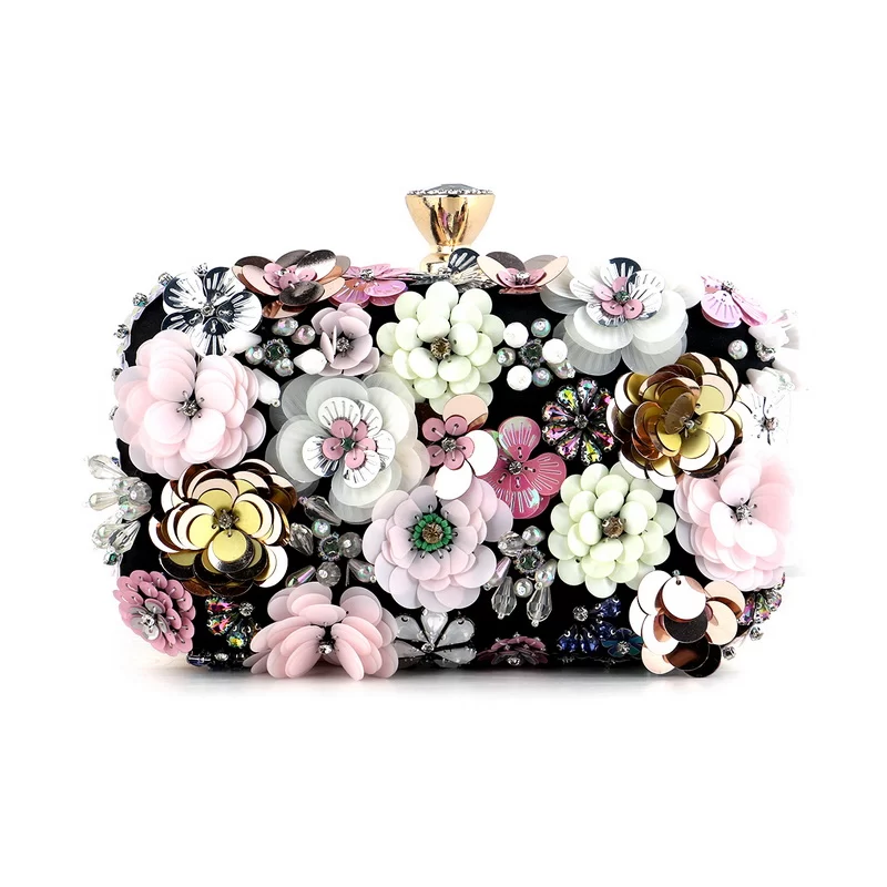 Fashion Women Bags Flower Diamonds Embroidery Small Clutch Luxury Lady Handbags Evening Bags New Arrival Chain Shoulder Purse_4