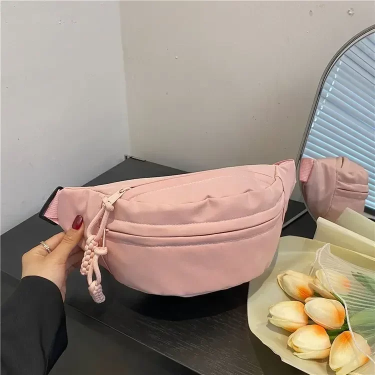 Canvas Running Waist Casual Fanny Packs Sport Chest Bag Banana bag for Women Sling Crossbody Waist Pack Half Moon Belt Bag_7