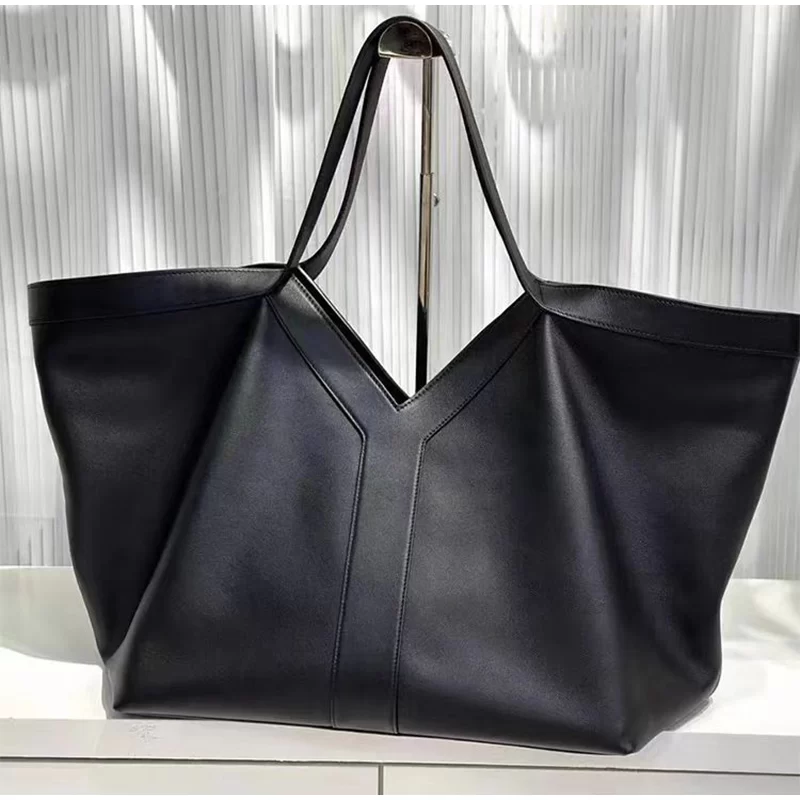 Soft Luxury Y Letter Women Shoulder Bag New Genuine Leather Fashion Large Capacity Tote Bag High-end Casual Commuting Brand Bag_1