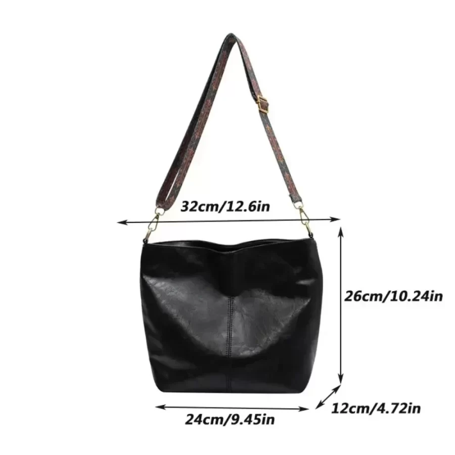 Large Capacity Bag Women's New Fashion Shoulder Bag Retro Versatile Broadband Crossbody Tote Bag Geometric Strap Hobo Bag_6