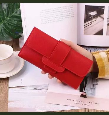 2024 PU Leather Women Wallets Luxury Long Hasp Fold-over Pattern Coin Purses Female Brand Solid Colors New Thin Clutch Phone Bag