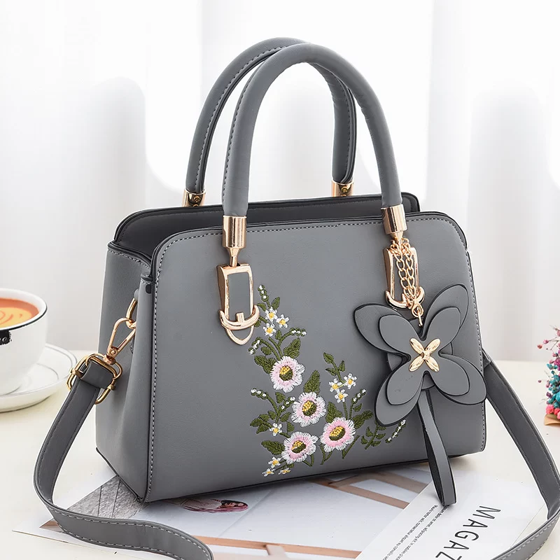 1pc New Fashion Shoulder Bag Large Capacity Soft Leather Handbag Embroidered  Crossbody_3