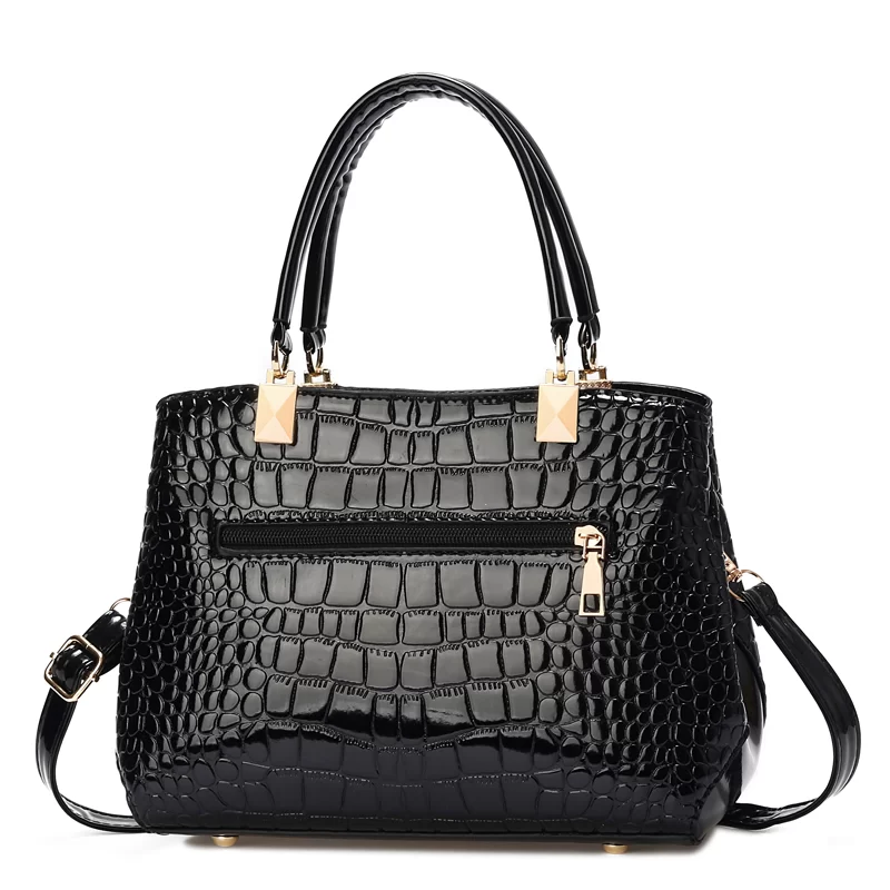 Fashionable Womens Crocodile Pattern Shoulder Bag - Stylish & Durable PU Leather Handbag with Removable Cross-body Strap for Eve_2