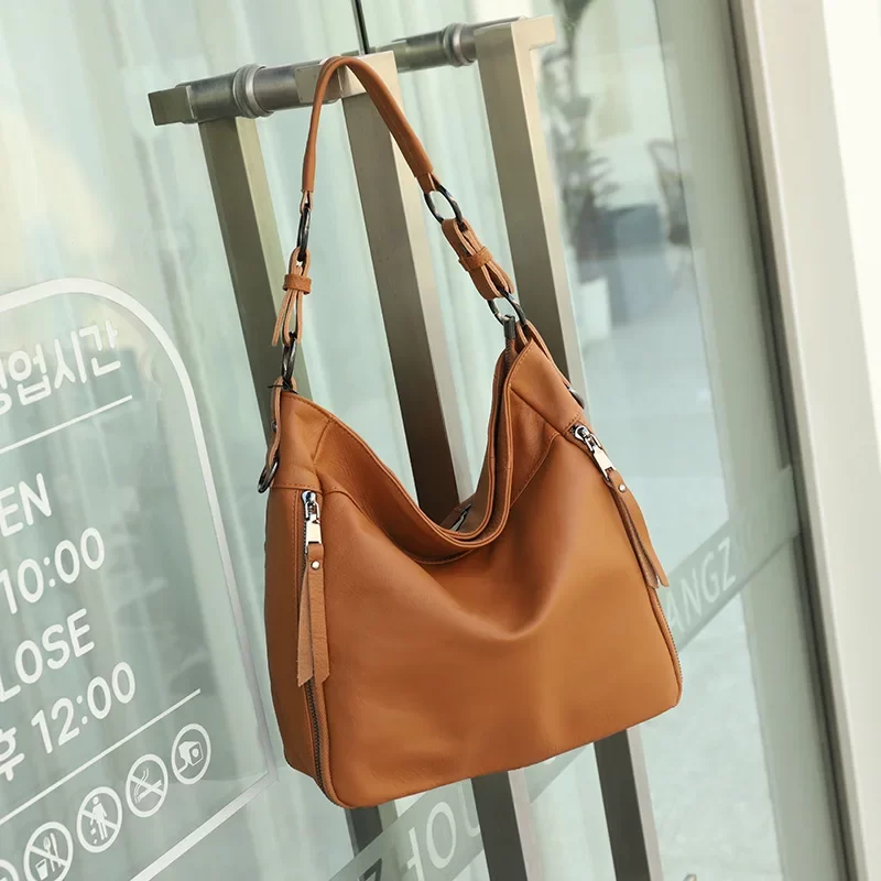 High Quality Women's Real Cow Leather Luxury Handbag, Versatile Ladies' Large Capacity Shoulder Crossbody High-end Commuting Bag_8