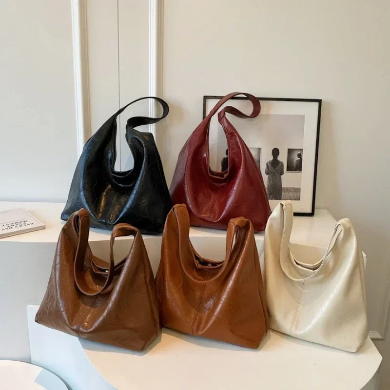 Soft PU Leather Shoulder Bag for Women Wedding Totes All-match Commuter Underarm Bag Bolso Mujer Fashion Large Capacity Handbag_5