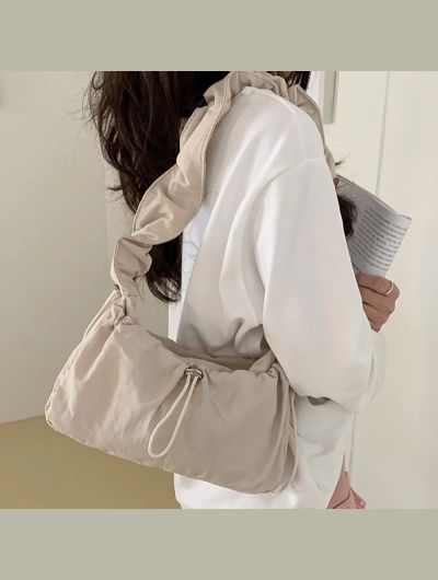 Vintage Wrinkled Shoulder Bag for Women Simple Versatile Commuting Fashion Brand Designer High Quality Drawstring Underarm Bag