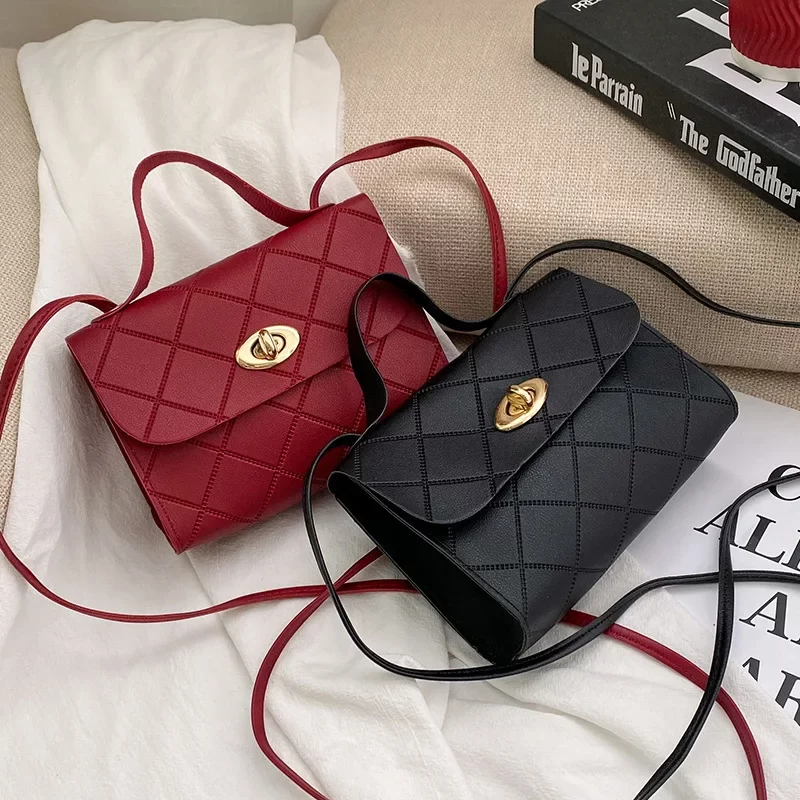 Fashion Simple Women's Bag New Crossbody Bag Mini Shoulder Bag PU Leather Handbag Mobile Phone Coin Purse Bag Small Square Bag_2