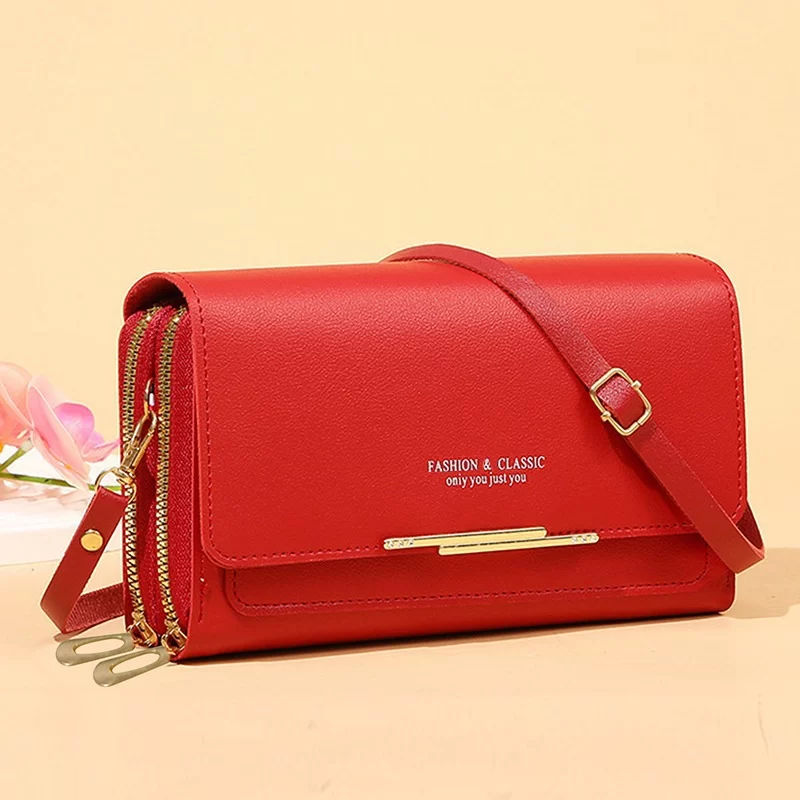 Women Long Wallet Korean Version Crossbody Bag Double Zipper Large Capacity Clutch Bag Shoulder Handbag Female Mobile Phone Bag_24