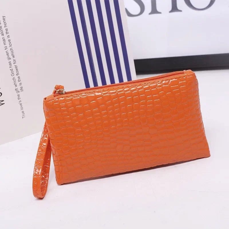 New Women Crocodile Pattern PU Long Wallet Litchi Grain Coin Purse Female Bag Wrist Bags Zipper Phone Pocket Credit Card Holder_15