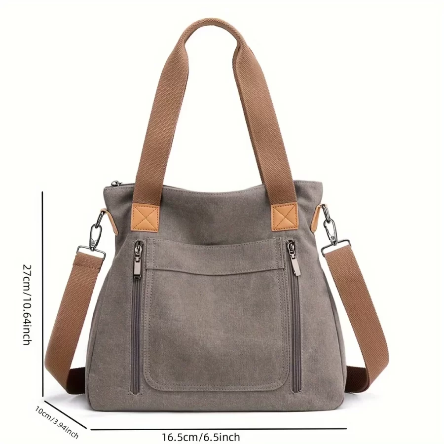 Women's Versatile Handbag Large Capacity Canvas Casual Shoulder Crossbody Bag_5