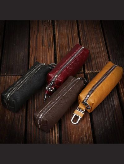 Genuine Cow Leather Men Women Key Bag Small Business Kay Case Women Housekeepers Wholesale purse keychain  keychain wallet