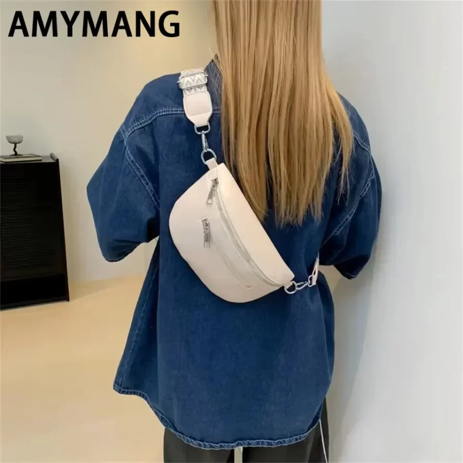 PU Leather Retro Banana Bag Women Chest Bags Waist Fanny Pack Sling Crossbody Shoulder Bag Chest Bum Belt Bag Half Moon_2