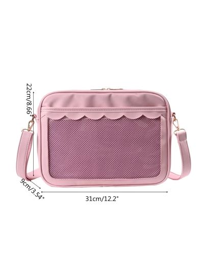 Japanese Harajuku Ita Bag for Women PU Transparent Pocket Itabag High School Girls Uniform JK Crossbody Shoulder Bag