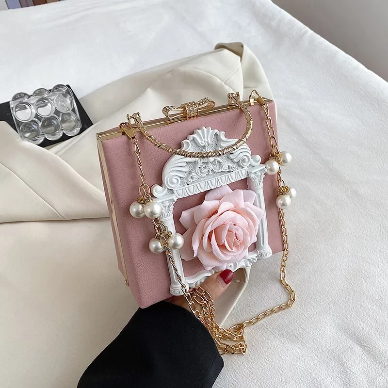 New Women Bag Vintage Relief Angel Flower Chain Handbag Niche Single Shoulder Crossbody Bag for Women 2023 New Fashionable Bags_11