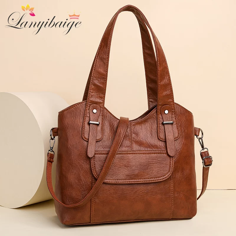 Multiple Pockets Large Capacity Ladies Hand Bags Luxury Soft Leather Handbags High Quality Women Bags Designer Shoulder Bag 2024_1