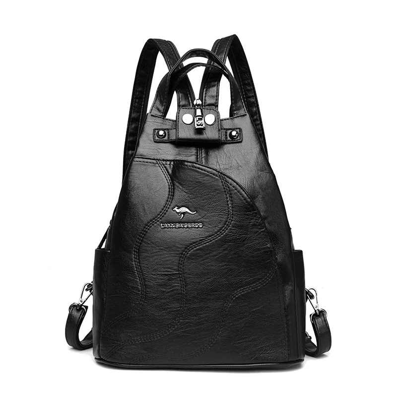 Fashion High Quality Leather Women Backpack Large Capacity School Bags for Teenage Girls Anti-theft Travel Backpack Shoulder Bag_7