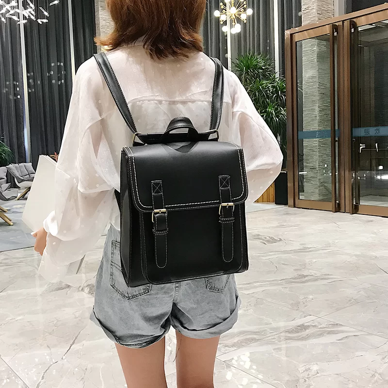 Vintage Backpack Female Pu Leather Bag Women's Backpack Fashion School Bag for Girls High Quality Leisure Shoulder Bag Sac A Dos_5