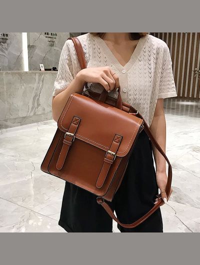 Vintage Backpack Female Pu Leather Bag Women's Backpack Fashion School Bag for Girls High Quality Leisure Shoulder Bag Sac A Dos