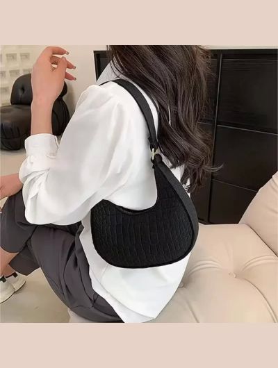 Women Bags Shoulder Retro Leisure Handbag Pure Felt Fashion Underarm Bag Crescent Saddle Bag for Ladies Advanced Armpit Bag 2024