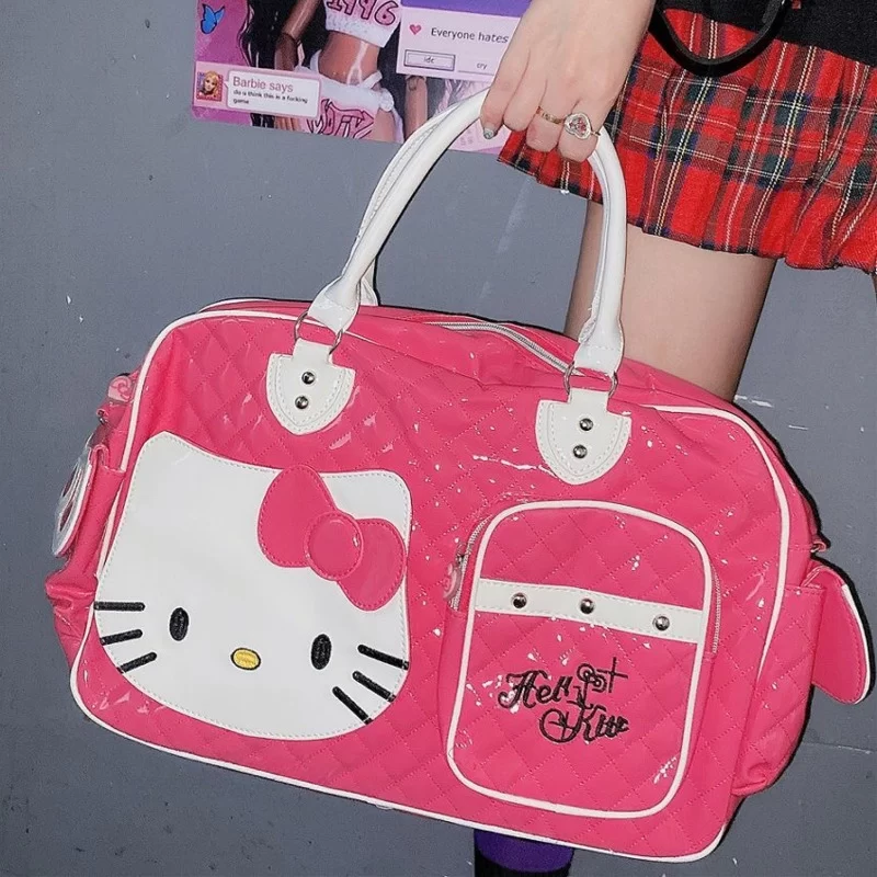 Sanrio Hello Kitty Large Capacity Crossbody Bag Pink Shoulder Bags For Women Y2k Sweet Girl PU Leather Handbag_2