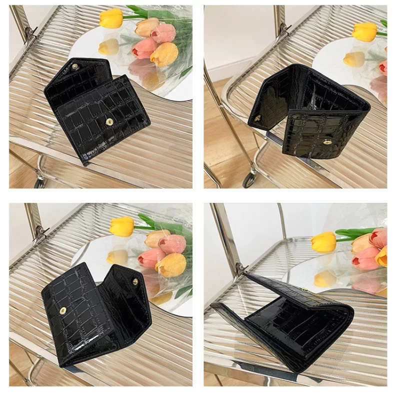 2024 Short Purses for Women New Fashion Stone Pattern Laser Wallet High Capacity Card Holders Coin Purse Mini Small Money Bag_4