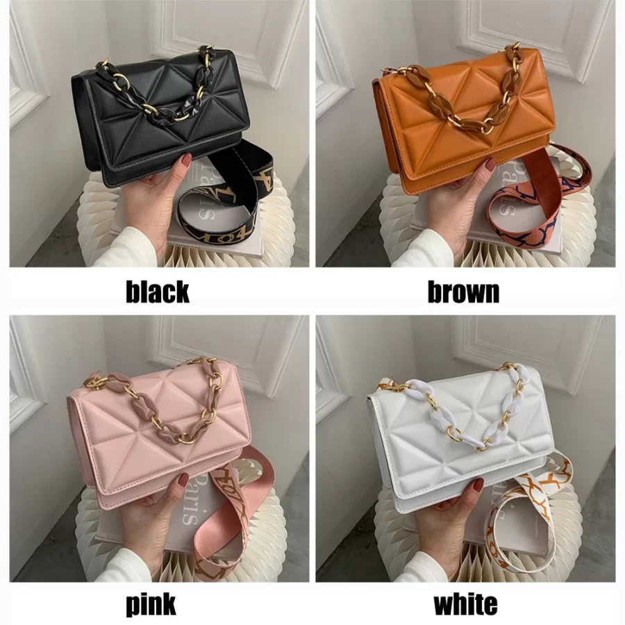 Fashion Women Shoulder Bag Handbags PU Leather Flap Bag Female Large Capacity Metal Chain Casual Crossobdy Clutch_5