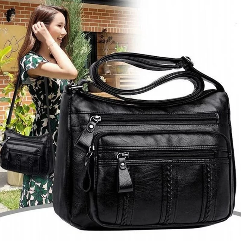 Women's Bag PU Multilayered Soft Leather Ladies Fashion Simple Shoulder Bags Mom's Bags Crossbody Bag_1