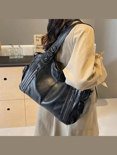 Soft Interior Compartment Shoulder Bags 2025 High Quality Contrasting Colors Bags for Women Fashion Zipper Pu Women's Handbags