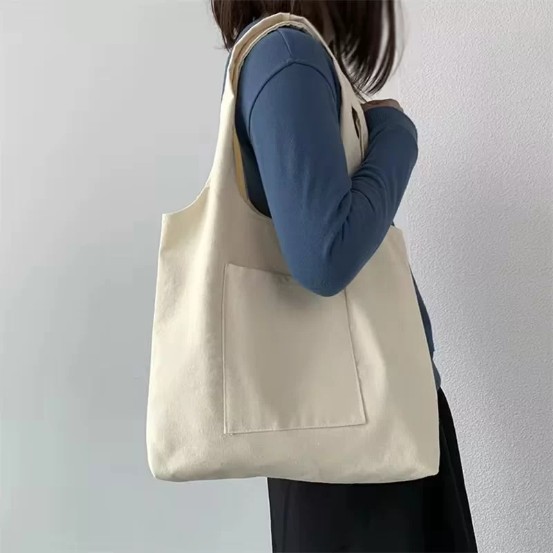 Canvas Bag for Women Shopper Handbags Environmental Storage Reusable Canvas Shoulder Tote Bag School Bags Girl Christmas Gift_3