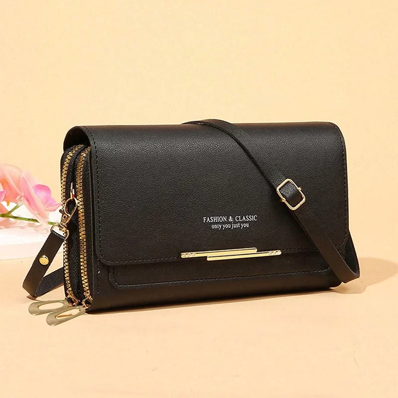 Women Long Wallet Korean Version Crossbody Bag Double Zipper Large Capacity Clutch Bag Shoulder Handbag Female Mobile Phone Bag_20