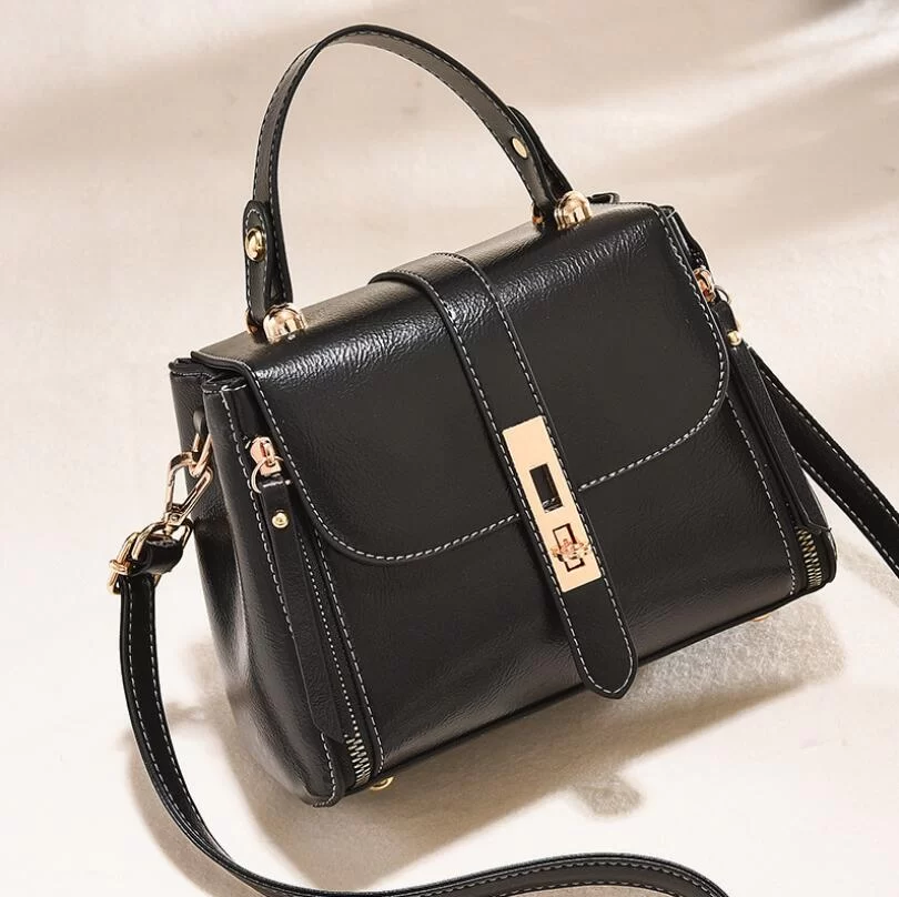 Genuine Leather Women bag Luxury Handbags Double Zipper Ladies Shoulder Bags Lock decoration Real Cowhide Handbag Bolso de mano_7