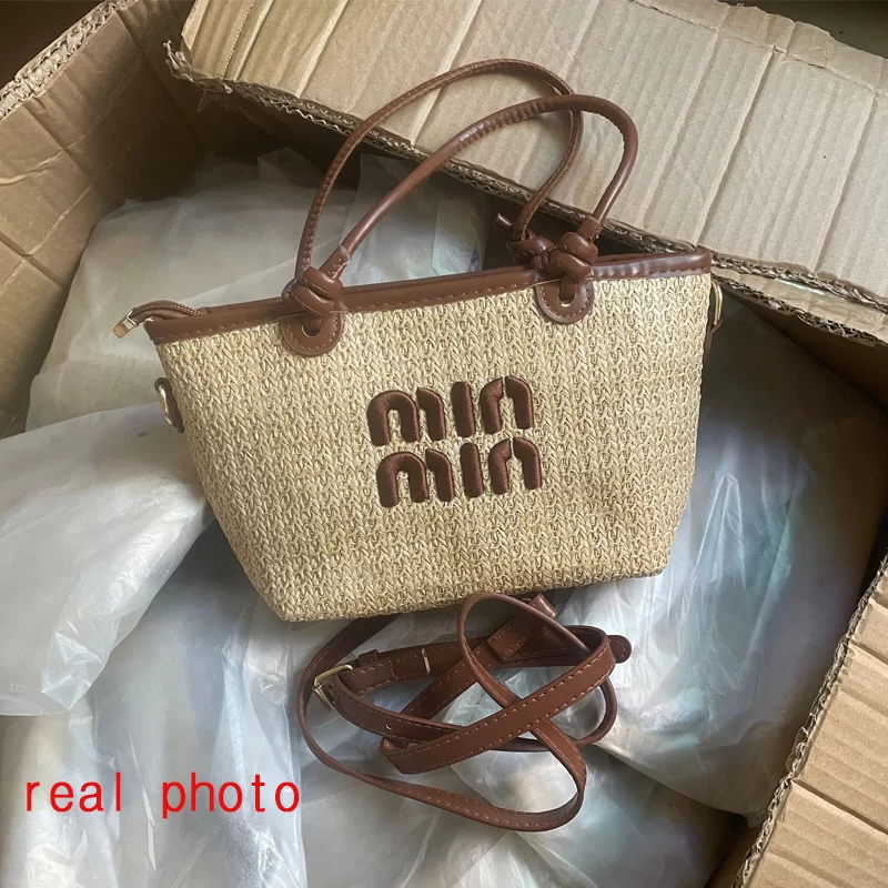 2024 Summer Beach Bag Designer Luxury Tote Shoulder Bags For Women Crossbody Messenger Square Hand Straw Bag Purse Free Shiping_3