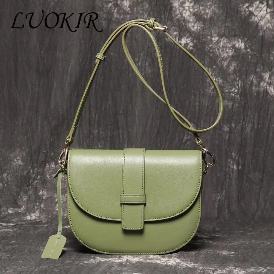 LUOKIR New Women's Genuine Leather Shoulder Crossbody Bag Fashionable Versatile Envelope Bag Half-Moon Shell Bag Phone Bag_1