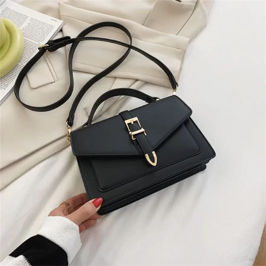 Women PU Leather Messenger Shoulder Bag Ladies Solid Color Simple Crossbody Bag Fashion Handbag Leisure Portable Sling Bag_2