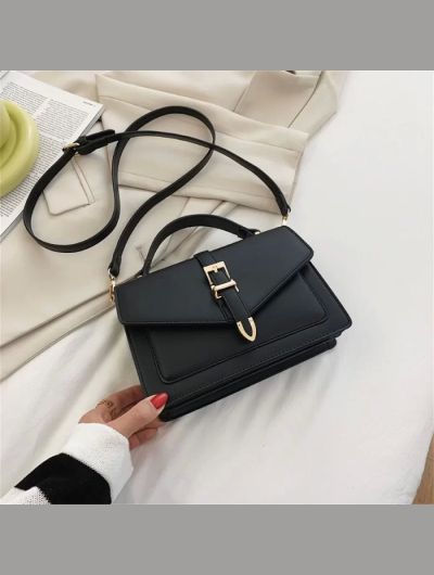 Women PU Leather Messenger Shoulder Bag Ladies Solid Color Simple Crossbody Bag Fashion Handbag Leisure Portable Sling Bag