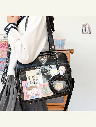 Japanese Style Kawaii Bag Women PU Leather JK Uniform Bag Girls Transparent Shoulder Bag Student School Bags itabag women Bolso