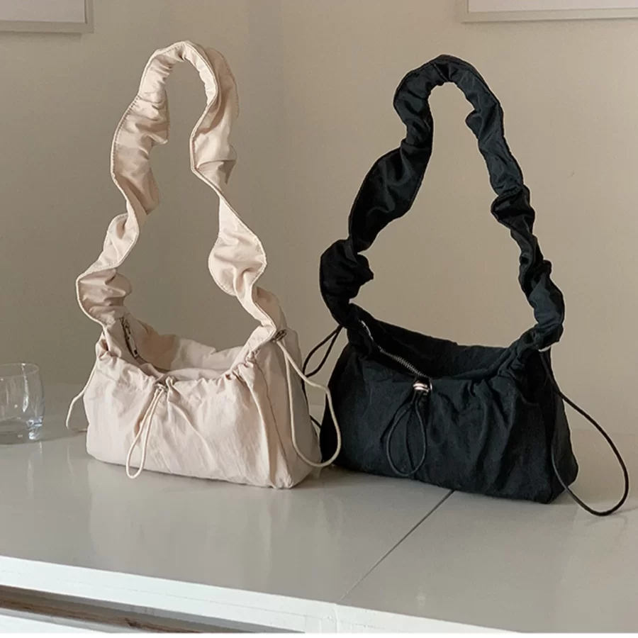 Vintage Wrinkled Shoulder Bag for Women Simple Versatile Commuting Fashion Brand Designer High Quality Drawstring Underarm Bag_4